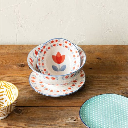 Red Tulip Stamped Bowl