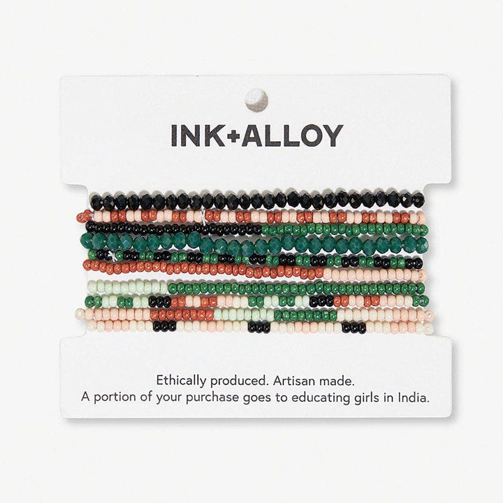 Beaded 10 Strand Stretch Bracelets - Desert