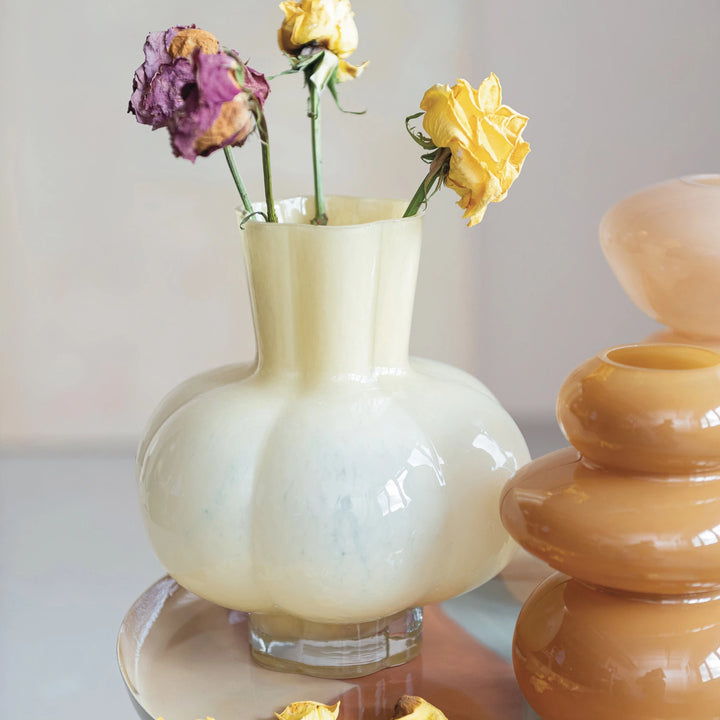 Opaque Yellow Glass Vase