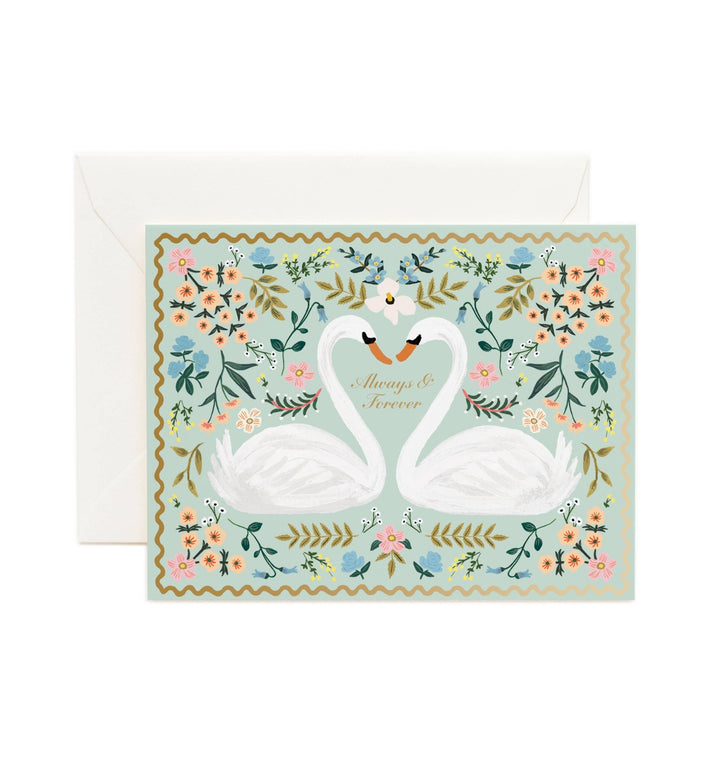 Always & Forever Swans Wedding Greeting Card - Merry PigletsRifle Paper Co.