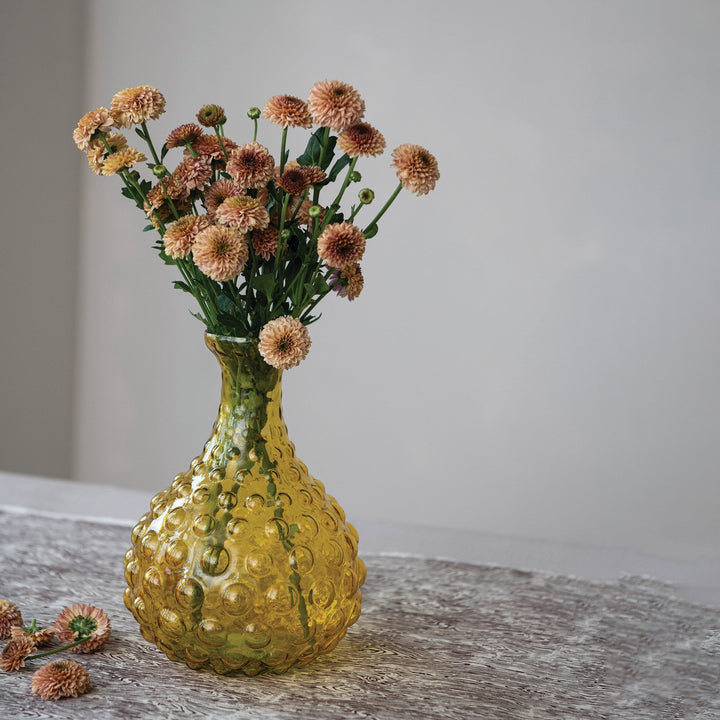 Amber Glass Hobnail Vase - Merry PigletsCreative Co-Op