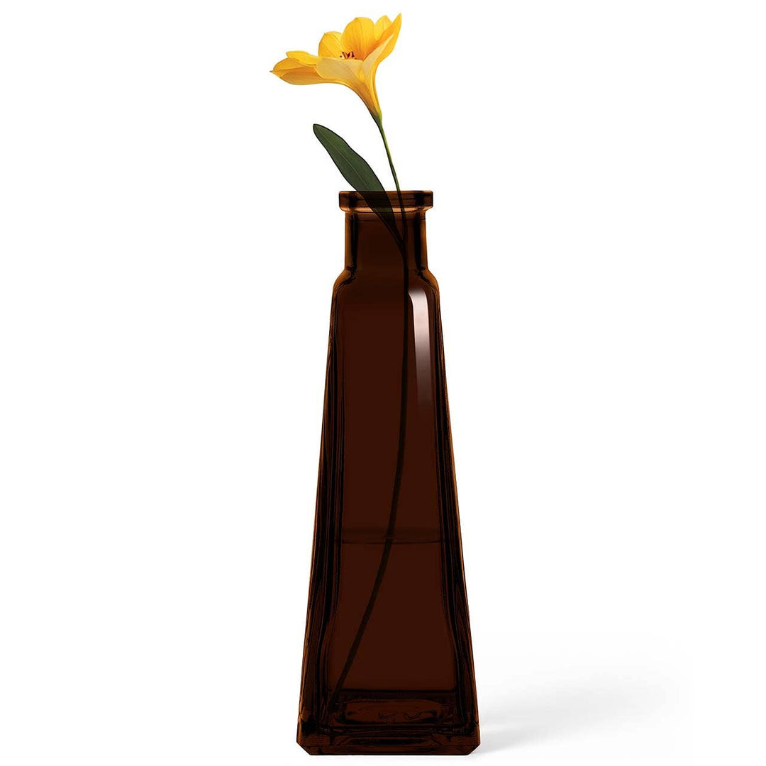 Amber Glass Pyramid Bud Vase - Merry PigletsCouronne Co.