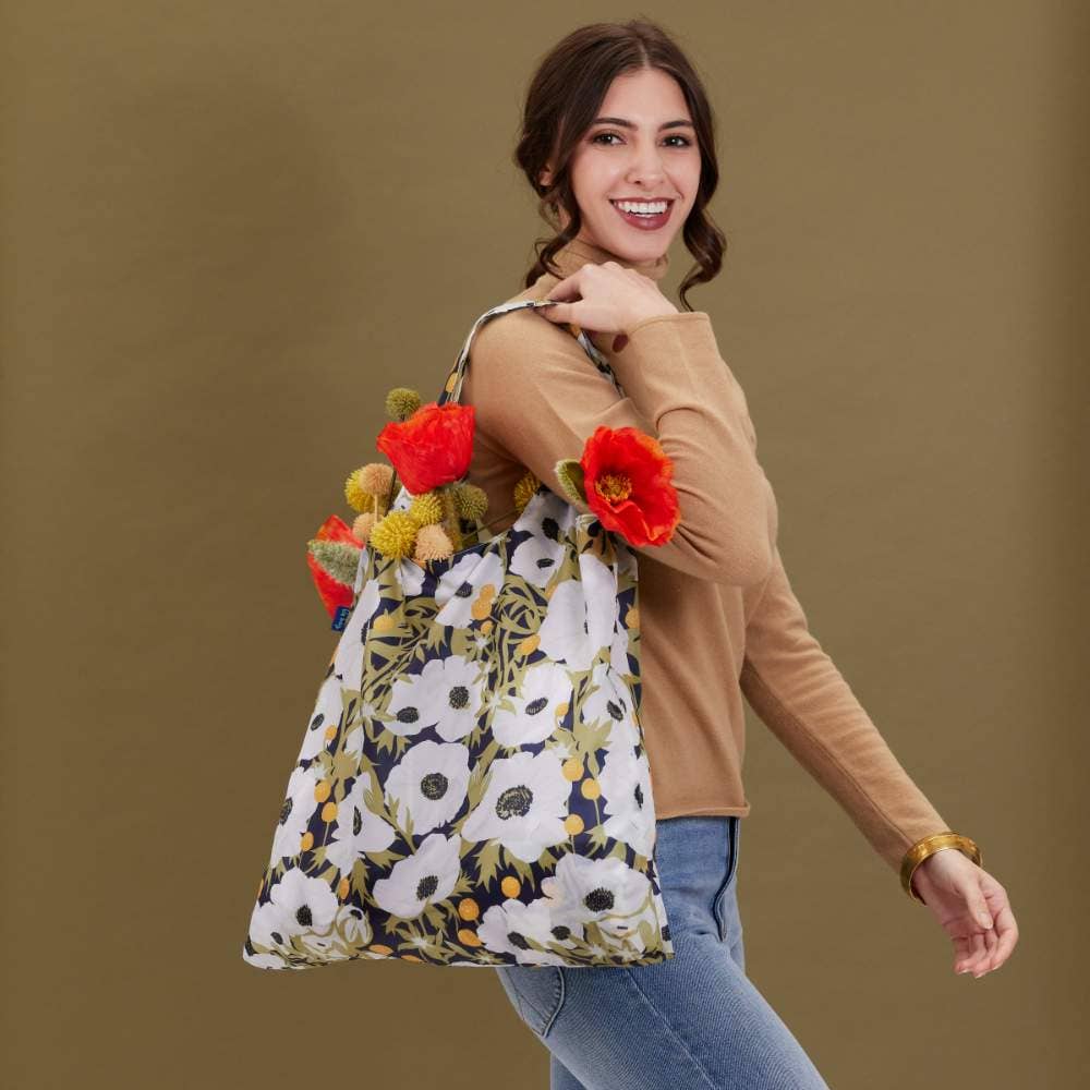 Anemone Poppy Reusable Shopper Tote Bag - Merry Pigletsrockflowerpaper