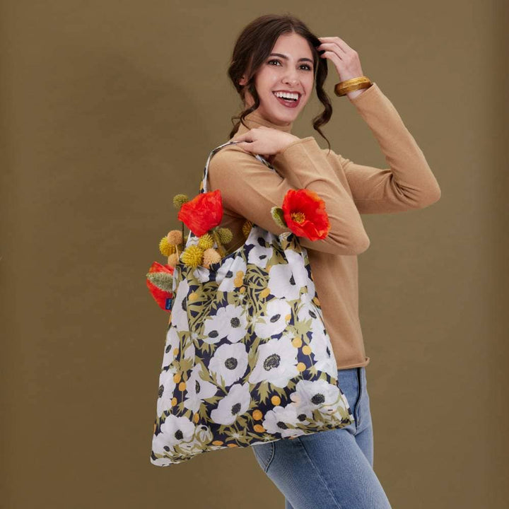 Anemone Poppy Reusable Shopper Tote Bag - Merry Pigletsrockflowerpaper