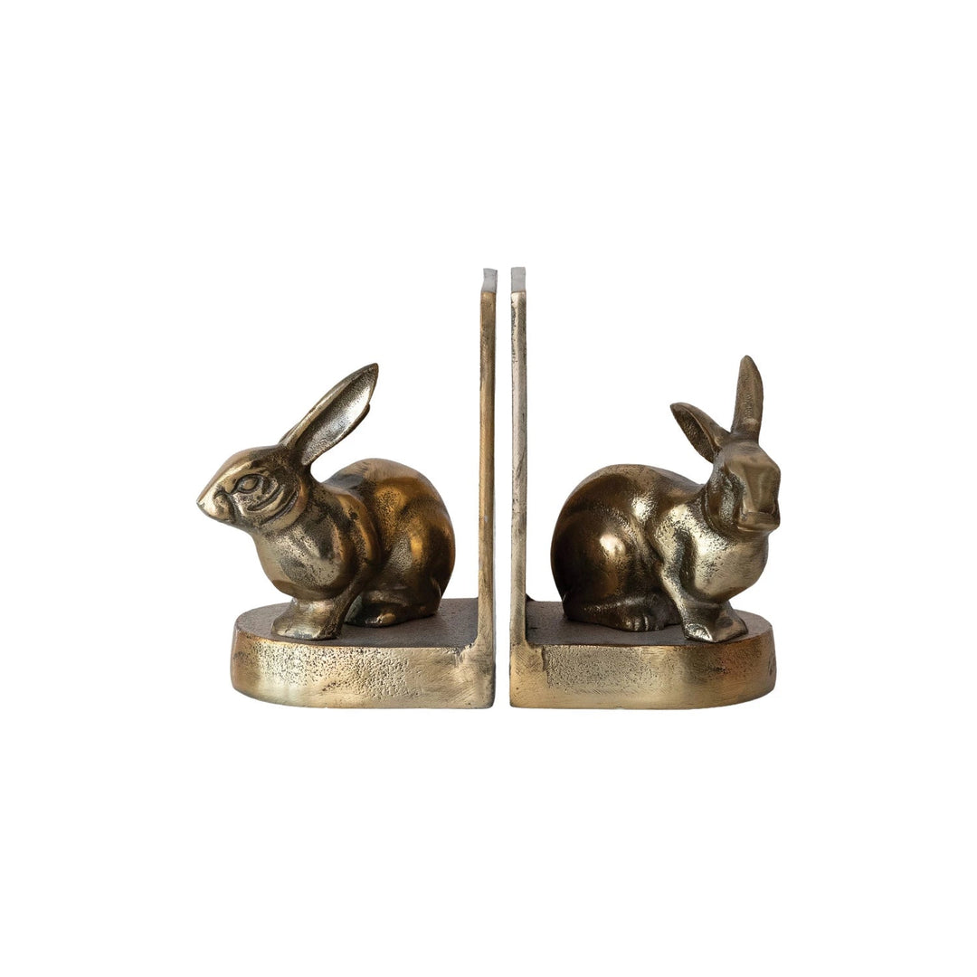 Antique Gold Rabbit Bookends - Merry PigletsCreative Co - Op