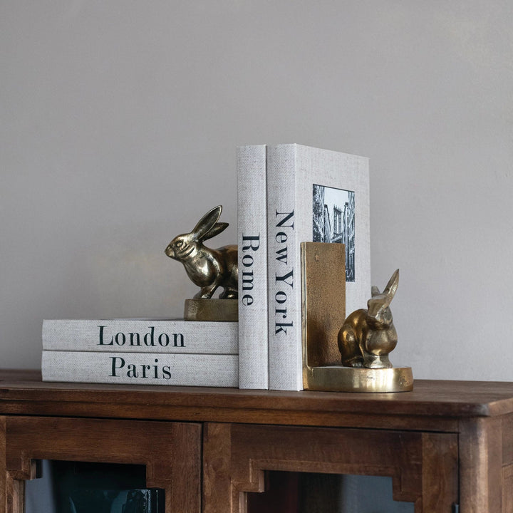 Antique Gold Rabbit Bookends - Merry PigletsCreative Co - Op