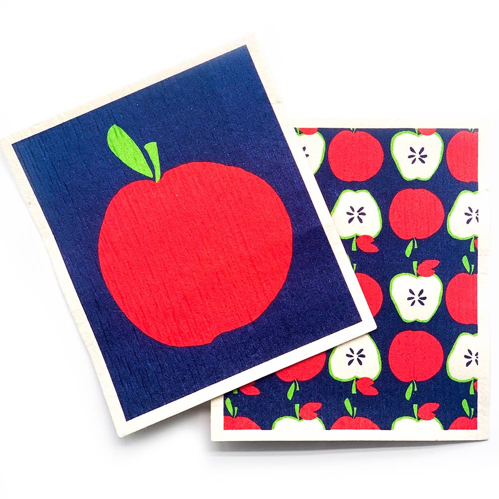 Apples Reusable Sponge - Cloth, Set of 2 - Merry Pigletsrockflowerpaper