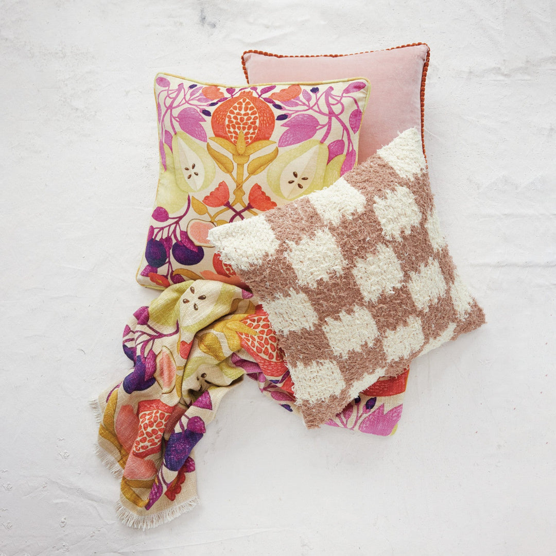 Apricot & Pink Velvet Pillow - Merry PigletsCreative Co-Op
