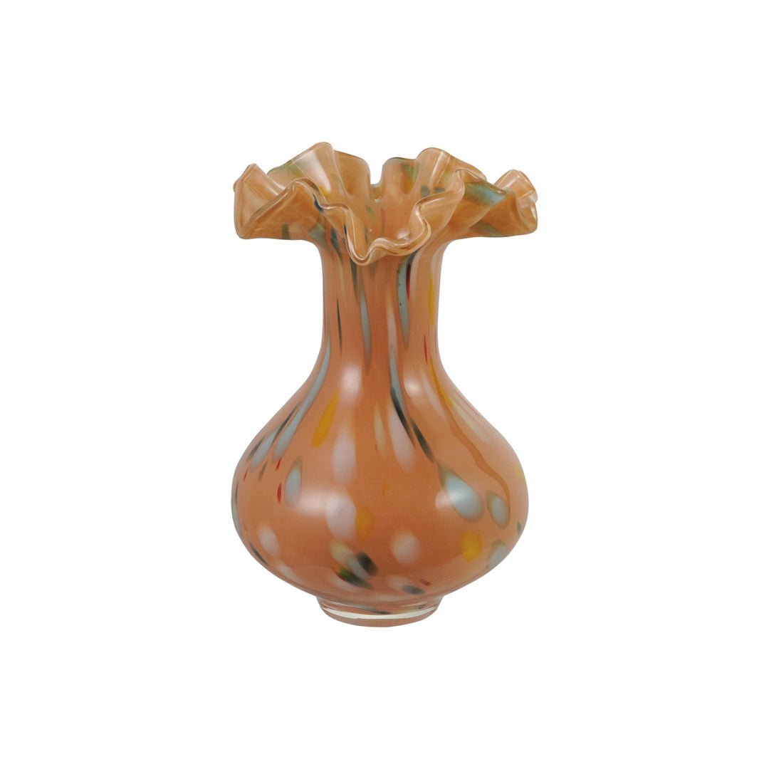 Ruffled Glass Apricot Vase