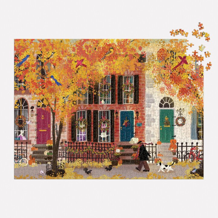 Autumn in the Neighborhood 1000 Piece Puzzle - Merry PigletsGalison