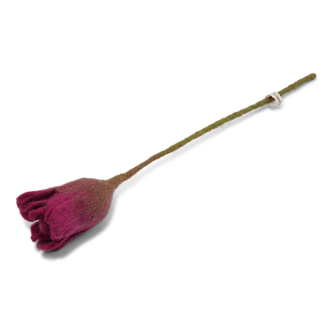 Cerise Wool Tulip Stem