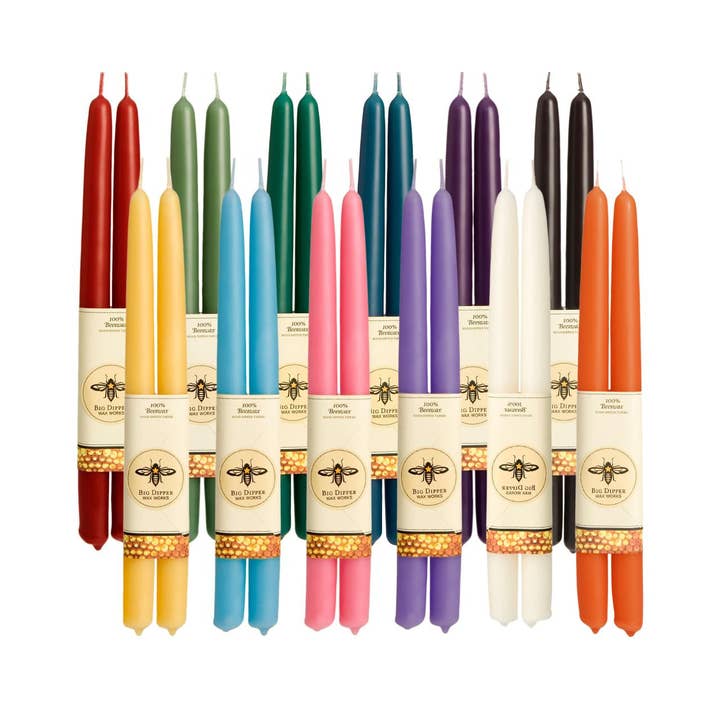 Teal Beeswax Taper Candles - Merry Piglets