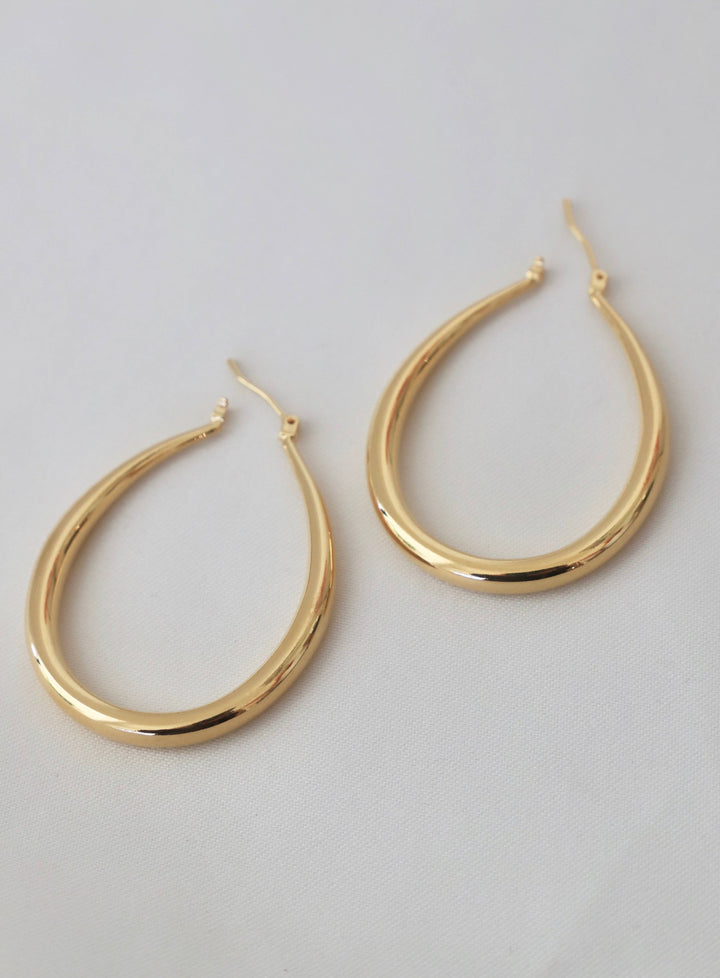 Gold Teardrop Hoop Earrings