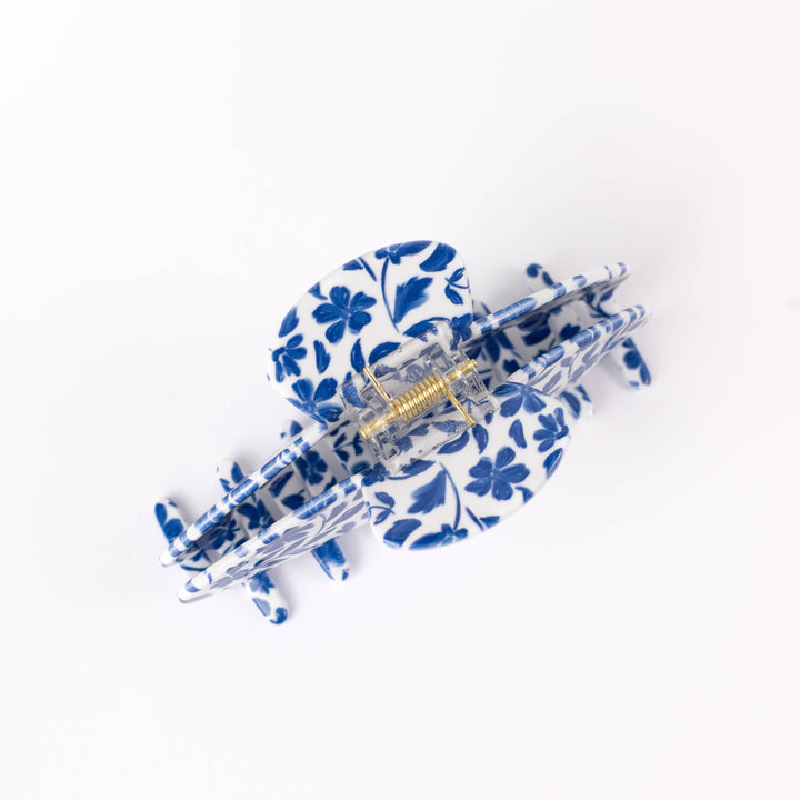 Porcelain Blue Floral Claw Hair Clip