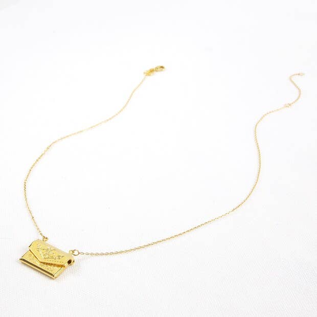 Gold Envelope Locket Necklace