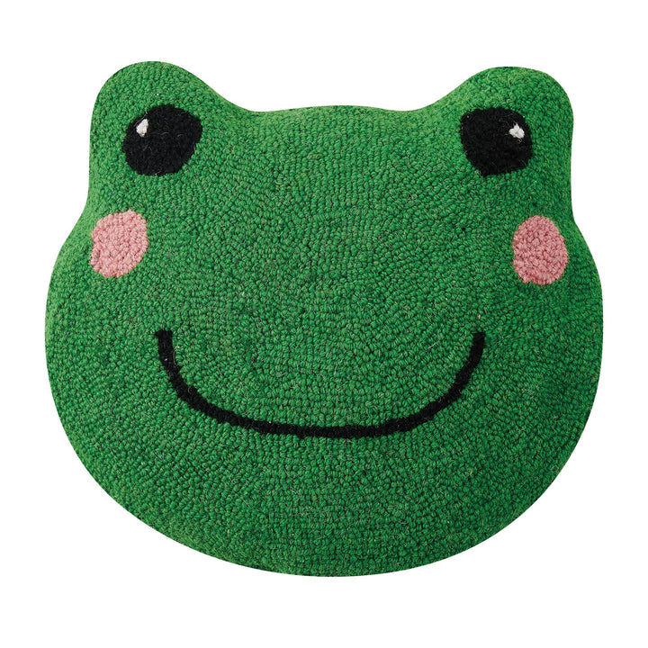 Frog Wool Hooked Pillow