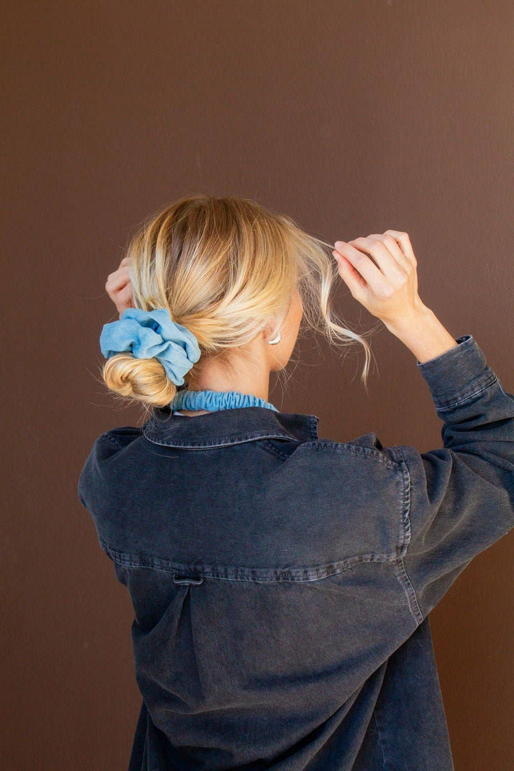 Baby Blue Jean Oversized Scrunchie - Merry PigletsShop Andi