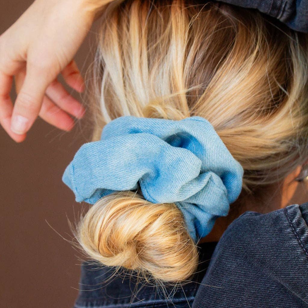 Baby Blue Jean Oversized Scrunchie - Merry PigletsShop Andi
