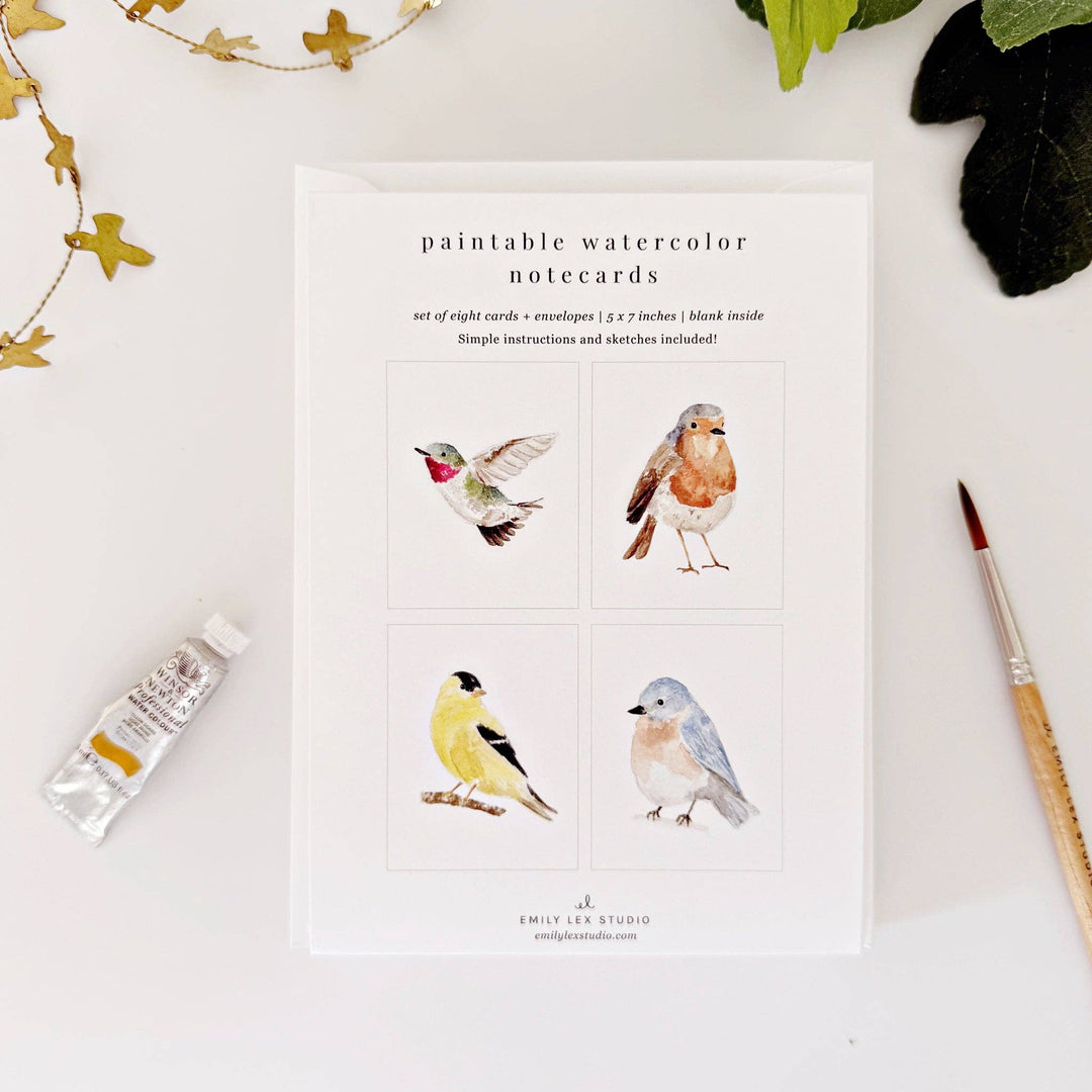 Backyard Birds Paintable Notecards - Merry Pigletsemily lex studio