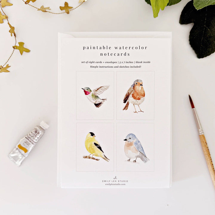 Backyard Birds Paintable Notecards - Merry Pigletsemily lex studio