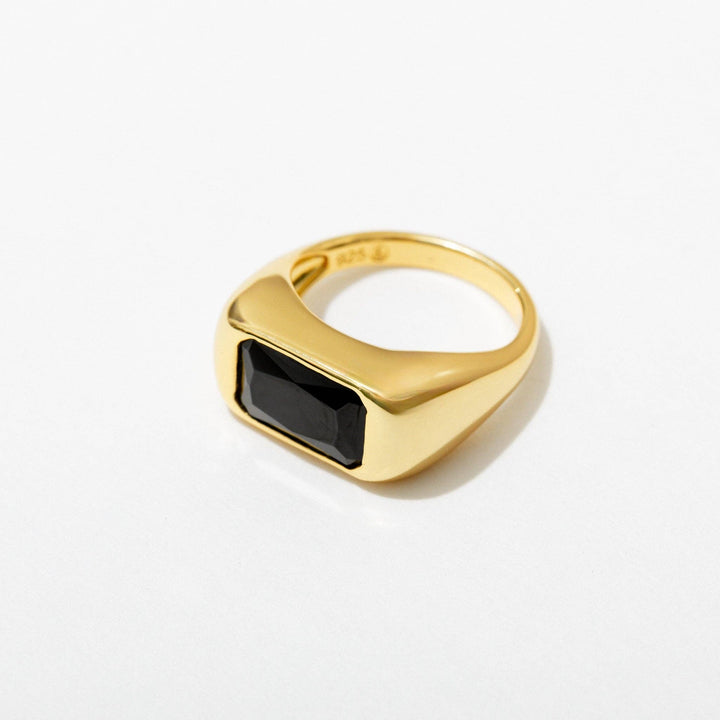 Chunky Black Bezel Ring