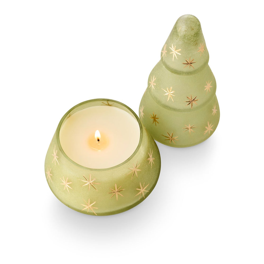 Balsam & Cedar Frosted Star Glass Tree Candle - Merry PigletsIllume