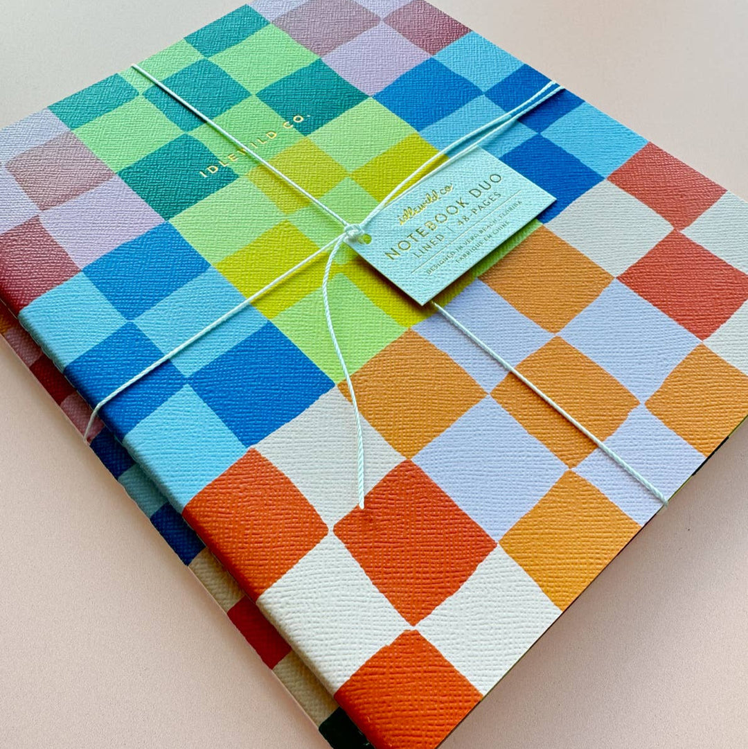 Rainbow Check Notebook Duo