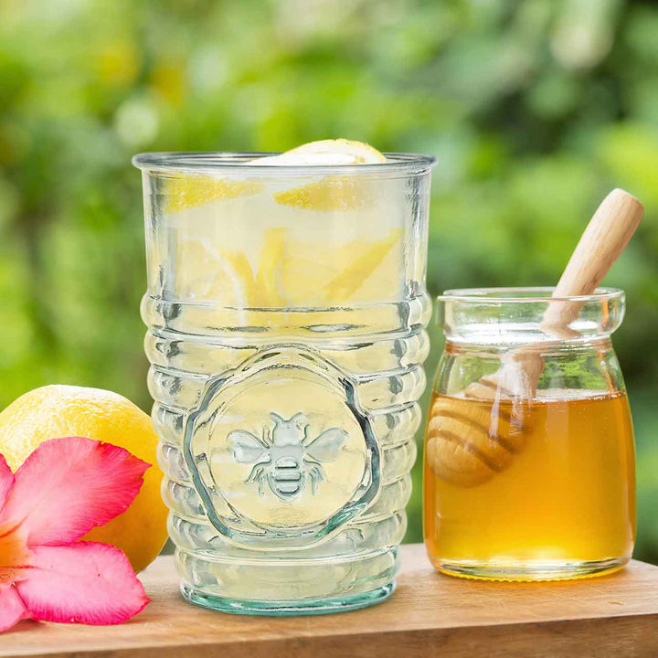 Bee Embossed Glass Tumbler