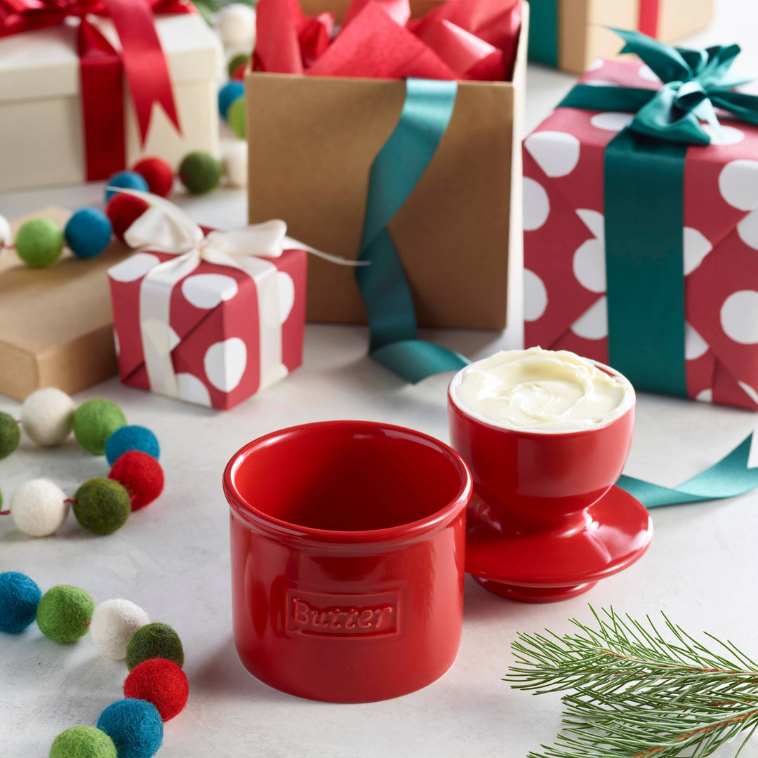 Cafe Maraschino Red Butter Bell Crock