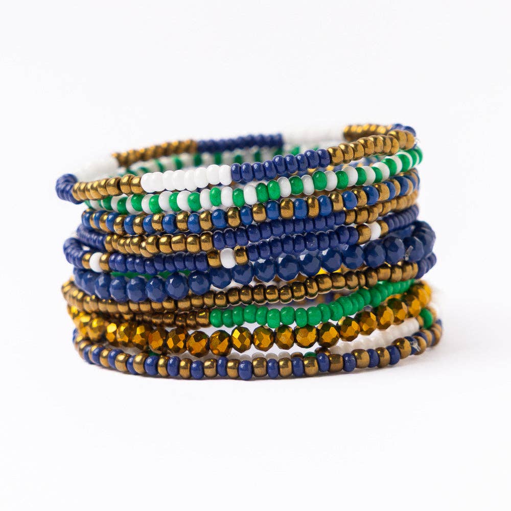 Beaded 10 Strand Stretch Bracelets - Game Day - Merry PigletsINK + ALLOY