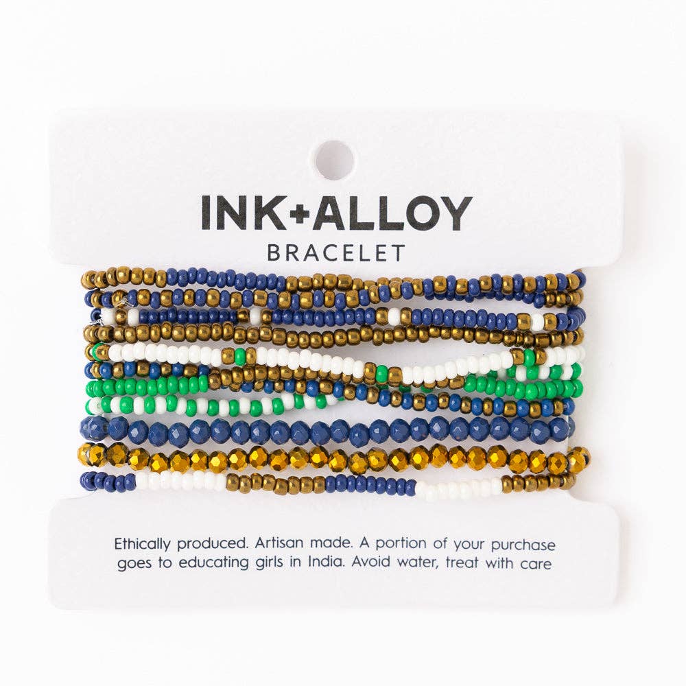 Beaded 10 Strand Stretch Bracelets - Game Day - Merry PigletsINK + ALLOY