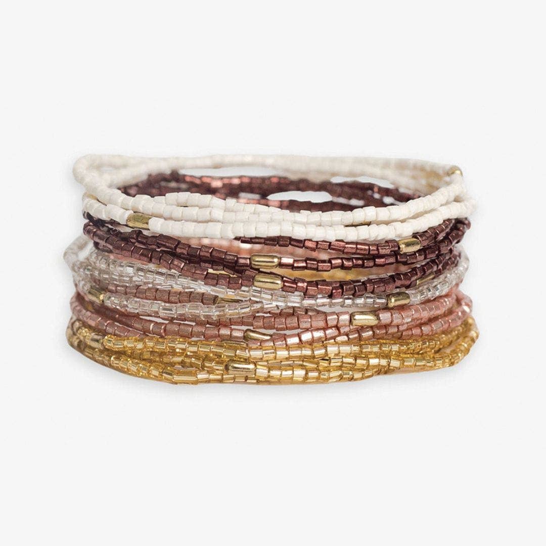 Beaded 10 Strand Stretch Bracelets - Mixed Metallic - Merry PigletsINK + ALLOY