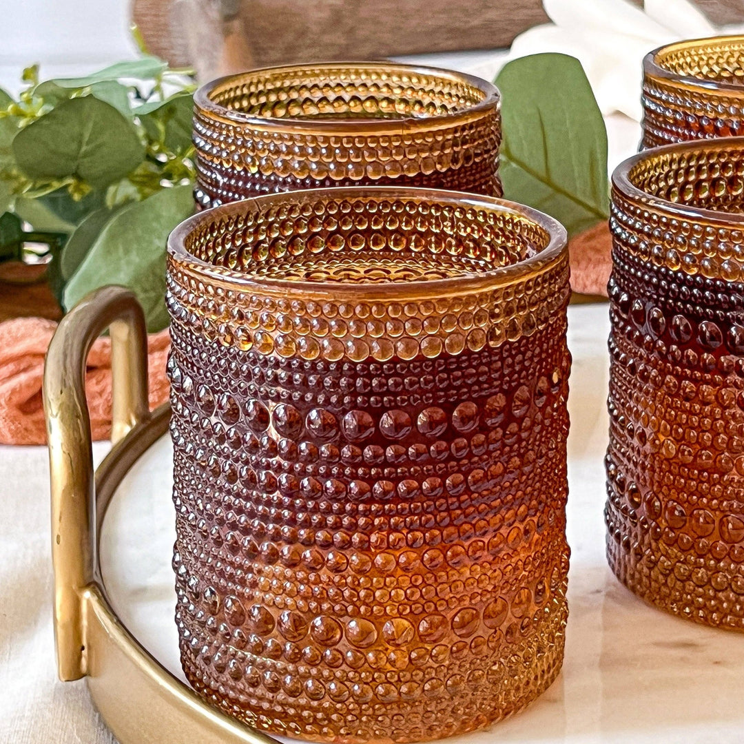 Beaded Amber Drinking Glass - Merry PigletsKate Aspen