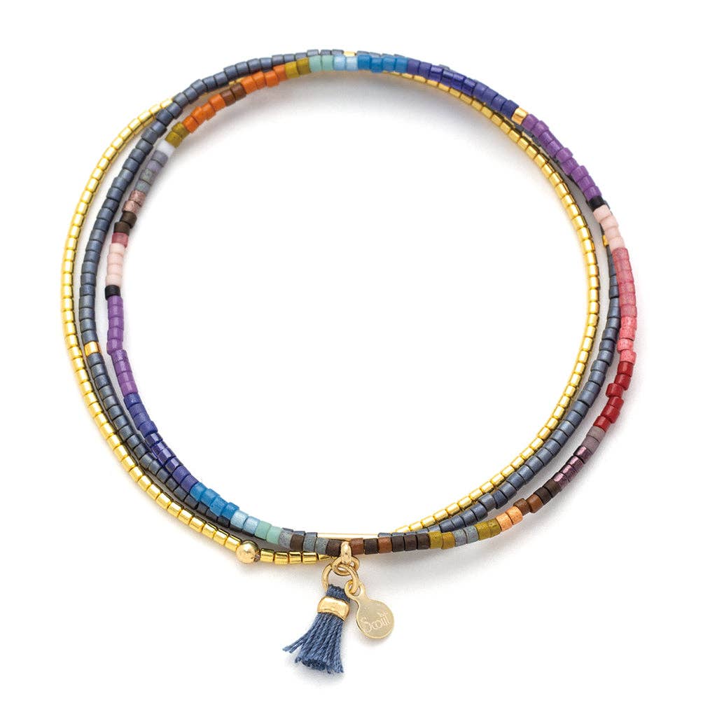 Beaded Bracelet Trio - Dark Multi/Gold - Merry PigletsScout Curated Wears