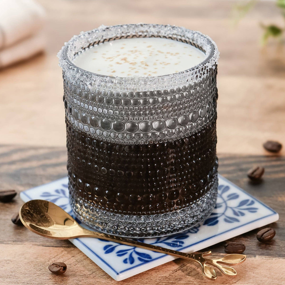 Beaded Smoke Grey Drinking Glass - Merry PigletsKate Aspen