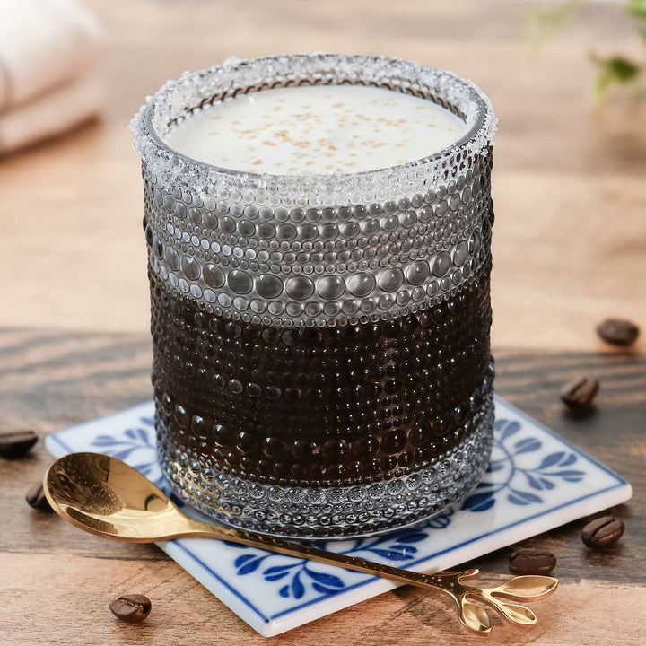 Beaded Smoke Grey Drinking Glass - Merry PigletsKate Aspen