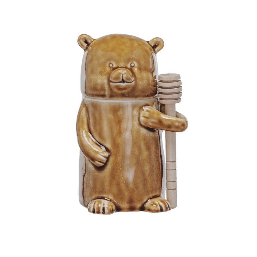 Bear Honey Jar - Merry PigletsCreative Co - Op