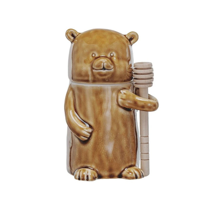 Bear Honey Jar - Merry PigletsCreative Co - Op