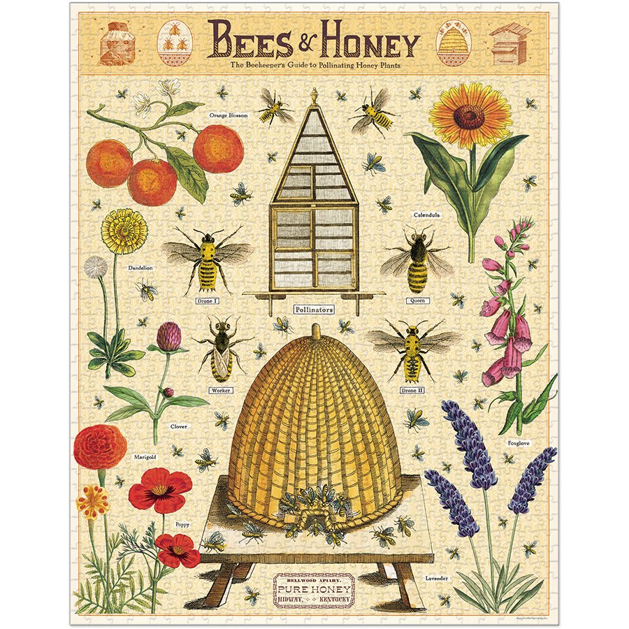 Bees & Honey 1000 Piece Puzzle - Merry PigletsCavallini Papers & Co.