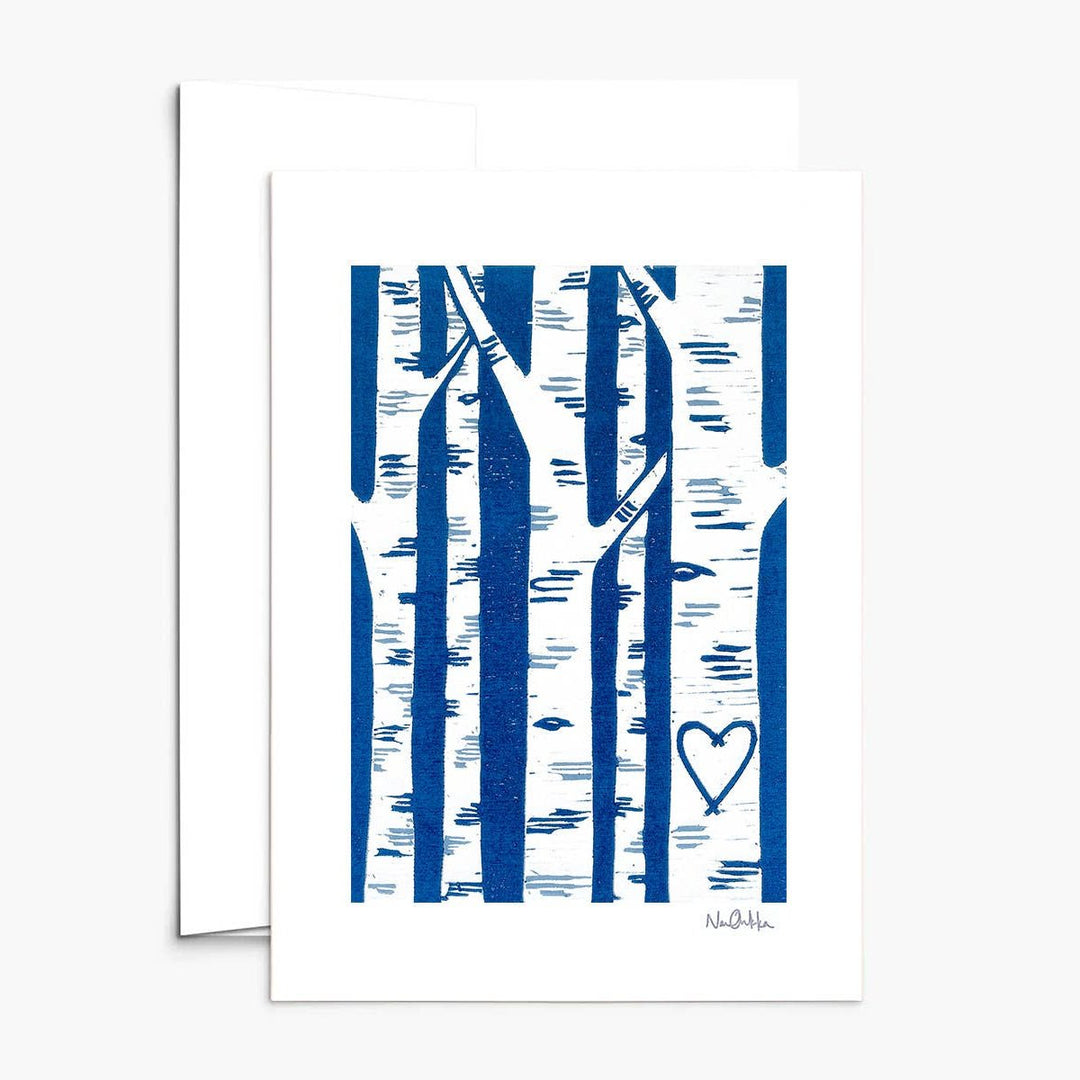 Birch Love Greeting Card - Merry PigletsNan Onkka Prints