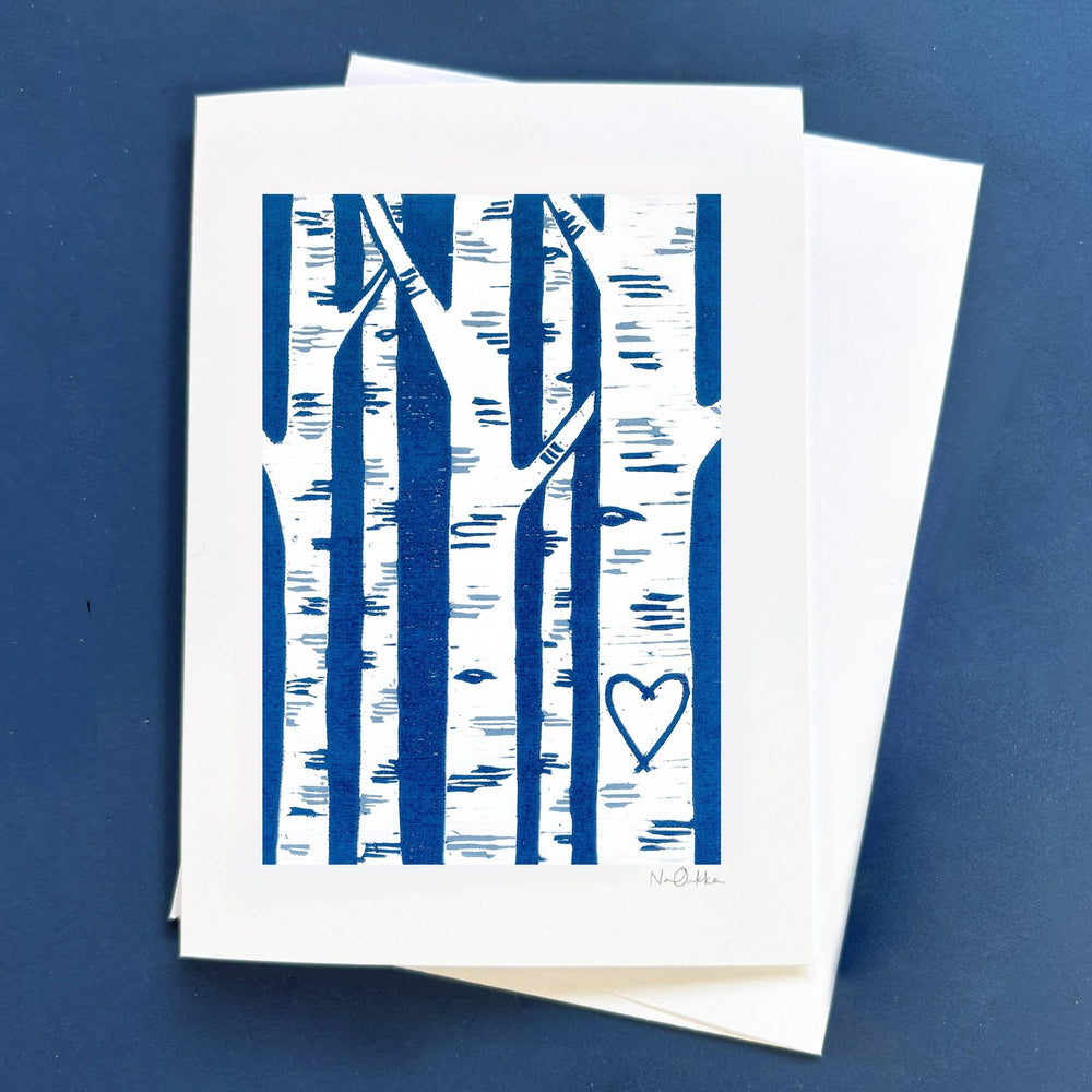 Birch Love Greeting Card - Merry PigletsNan Onkka Prints