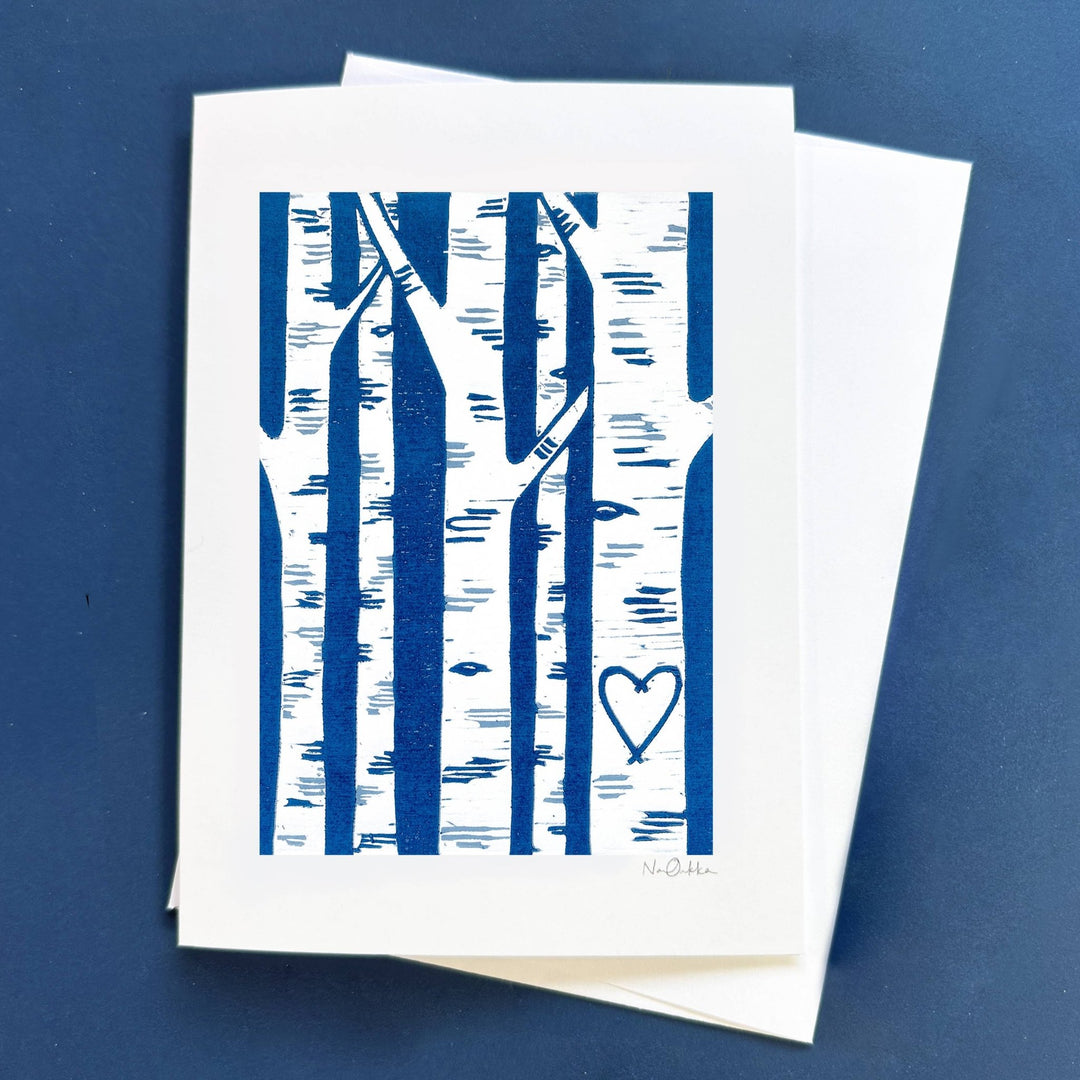 Birch Love Greeting Card - Merry PigletsNan Onkka Prints