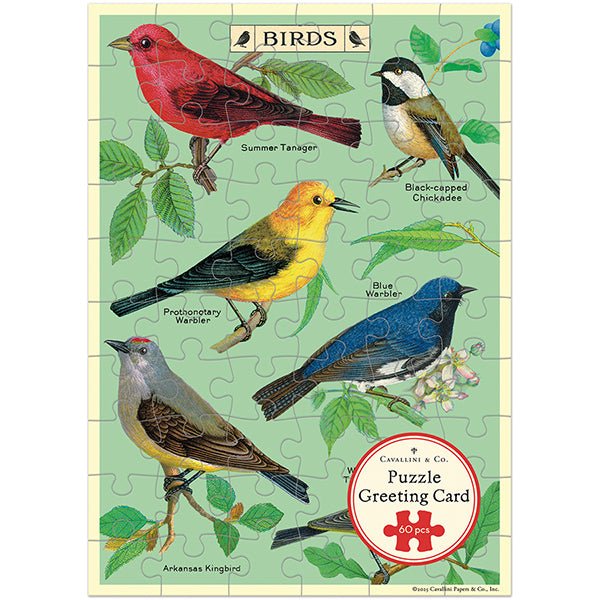 Bird Watching Puzzle Greeting Card - Merry PigletsCavallini Papers & Co.