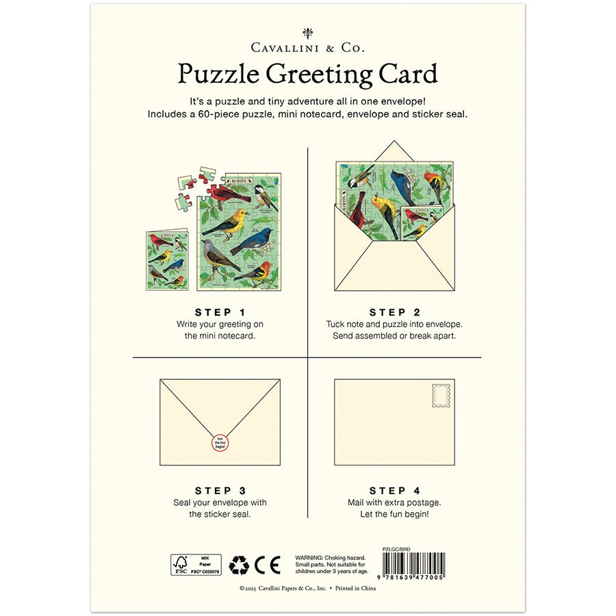 Bird Watching Puzzle Greeting Card - Merry PigletsCavallini Papers & Co.