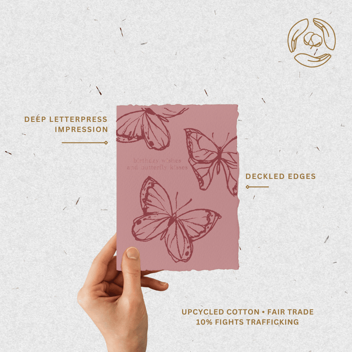 Birthday Wishes and Butterfly Kisses Greeting Card - Merry PigletsPaper Baristas