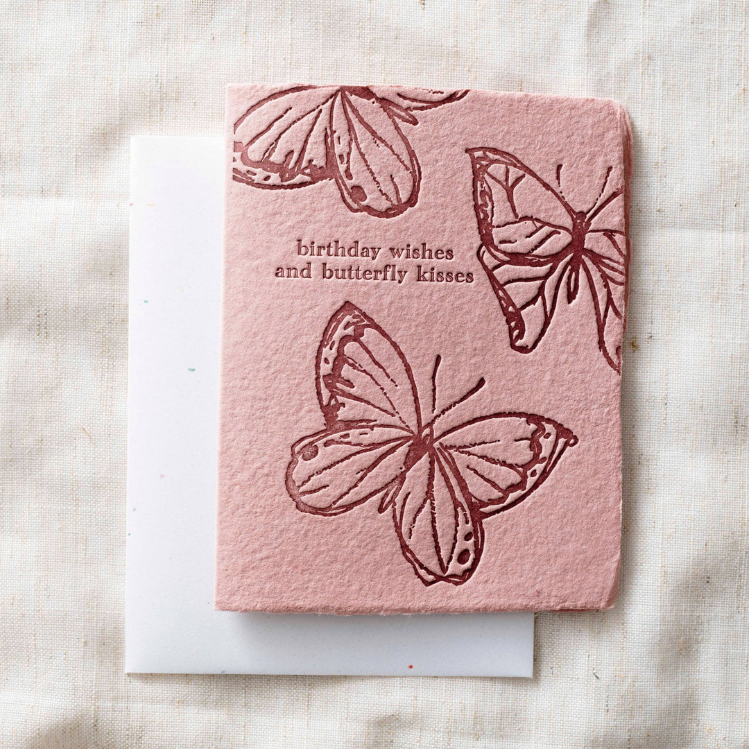 Birthday Wishes and Butterfly Kisses Greeting Card - Merry PigletsPaper Baristas