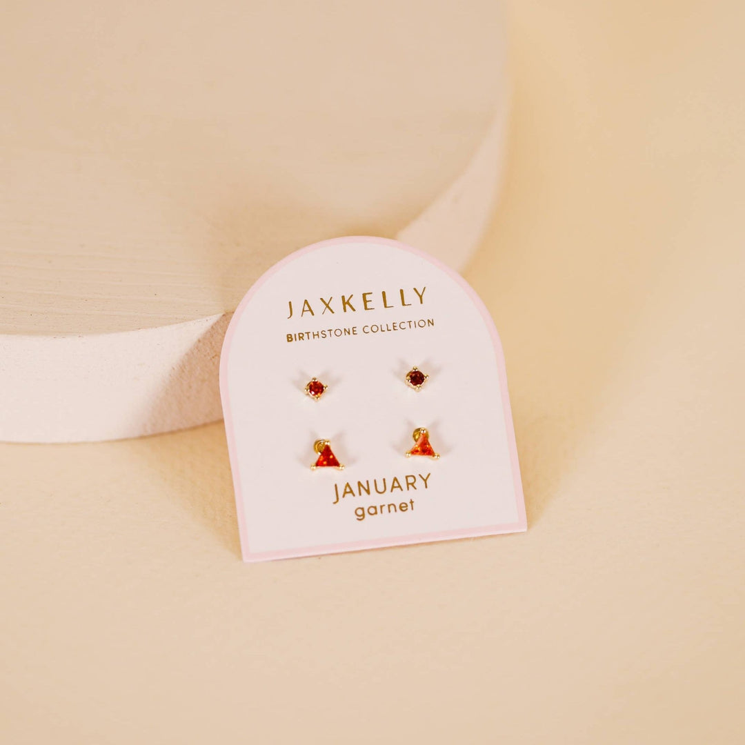 Birthstone Stud Gold Earrings Set - Merry PigletsJaxKelly