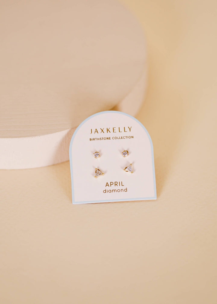 Birthstone Stud Gold Earrings Set - Merry PigletsJaxKelly