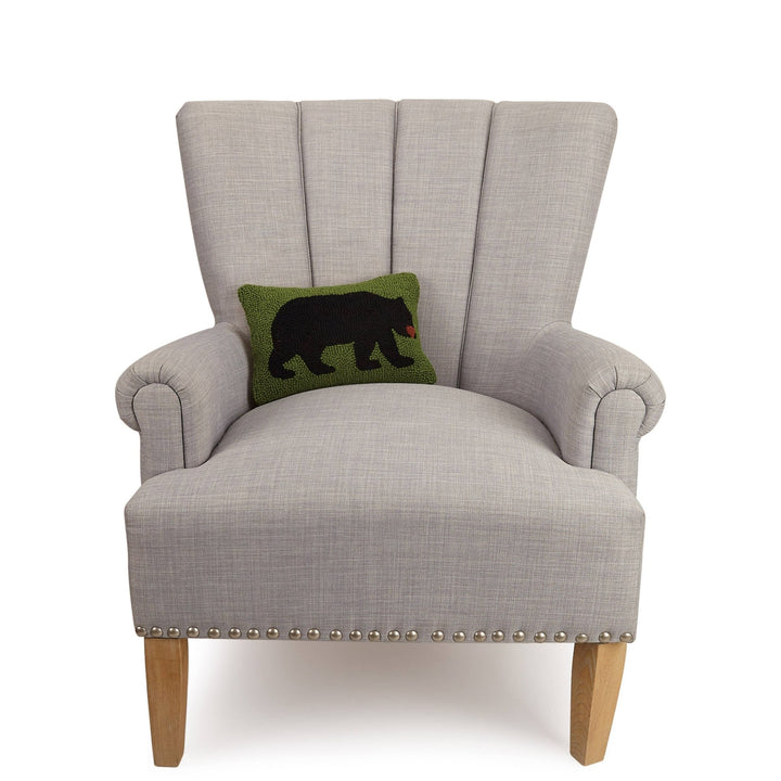 Black Bear Wool Hooked Pillow - Merry PigletsPeking Handicraft
