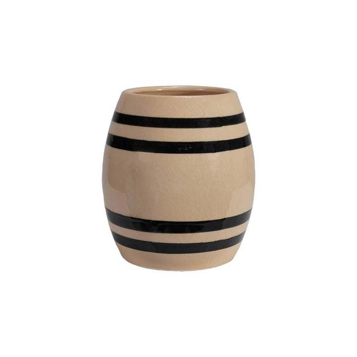 Black & Cream Striped Crock - Merry PigletsCreative Co - Op